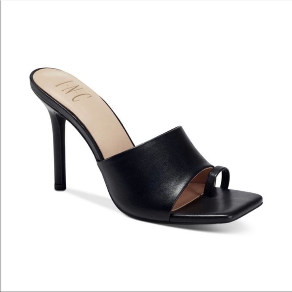 Inc International Concepts Friskee Slide Black High Heels Sandals size 8.5 NEW